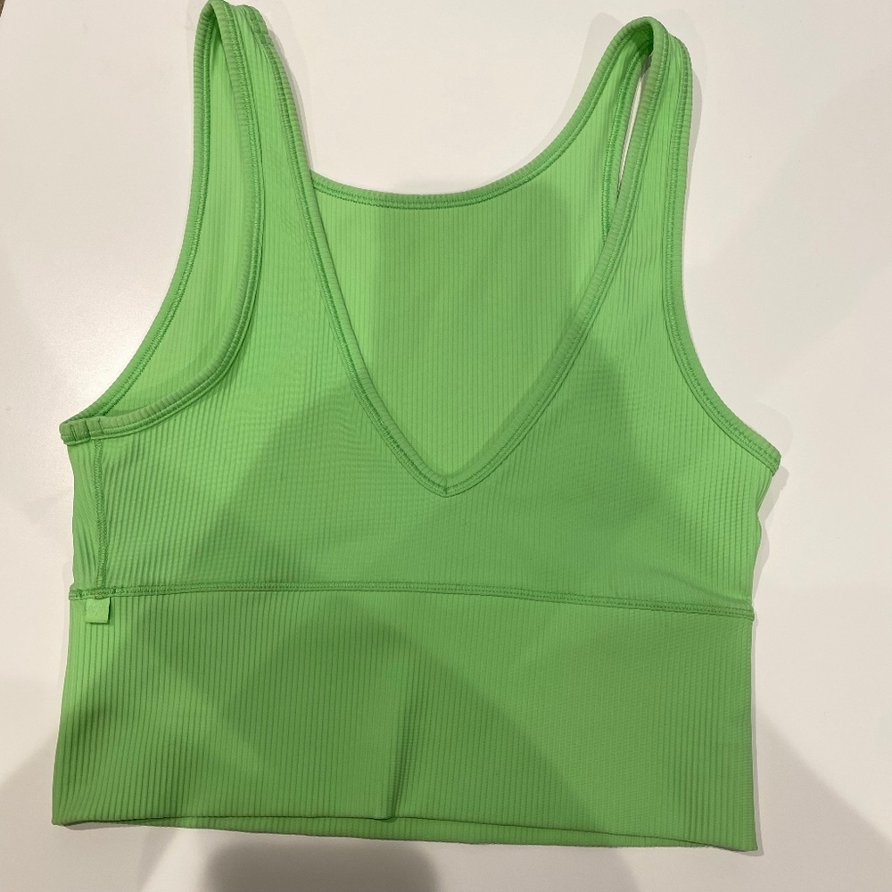 LULULEMON POWER PIVOT RIBBED TANK GREEN SIZE 4